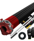 Left Side Garage Door Torsion Spring 225x1.75x31 With 1 Inch Nylon Bushing Winding Bars And Gloves Red Cone Finish