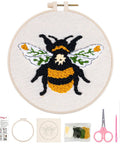 Chill Dope Beginner Punch Needle Starter Kit With Cute Bee Pattern, includes pre-printed fabric, hoop, yarn, and tools.