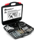 Harmonic Balancer And Pulley Installer Tool Kit 33 Piece Set With Two And Three Jaw Gear Pulls in open storage case for V8 V6 engines