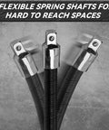 Three flexible spring shafts from the Four Piece Flexible Socket Extension Bar Set With One Half Quarter And Three Eighth Inch Shafts.