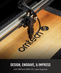 60W CO2 Laser Engraver With LightBurn 28 By 20 Inch Engraving And Cutting Machine etching logo on wood surface