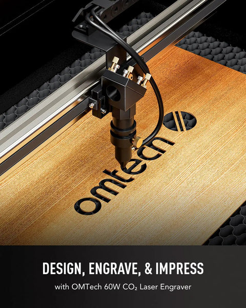 60W CO2 Laser Engraver With LightBurn 28 By 20 Inch Engraving And Cutting Machine etching logo on wood surface