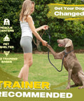 Trainer with dog using Heavy Duty Slip Lead Dog Leash 6 Ft Half Inch No Pull Training Rope For Large And Medium Dogs Reflective Durable Nylon Loop Leash Comfortable Grip For Safe Night Walks outdoors.