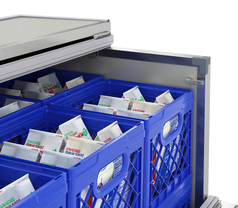 Built Like A Tank Heavy Duty Commercial Milk Cooler Refrigerator For Schools And Cafeterias With Smooth Heavy Duty Casters 12 Crate storing milk crates.