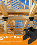 8 Pack Heavy Duty 4x4 3-Way T Brackets For Wood Posts To Beams, Adjustable Steel T Shaped Connectors in outdoor structure