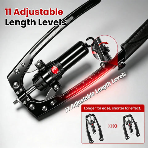 3 In 1 Hydraulic Twist Arm Trainer With Ab Roller And Hooks, showcasing 11 adjustable length levels for versatile workouts.