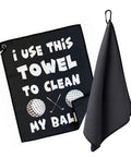 Funny Microfiber Golf Towel With Bag Clip For Men And Dad Gift, Clean My Balls Joke, Waffle-Weave Cleaning Towel For Golf Clubs