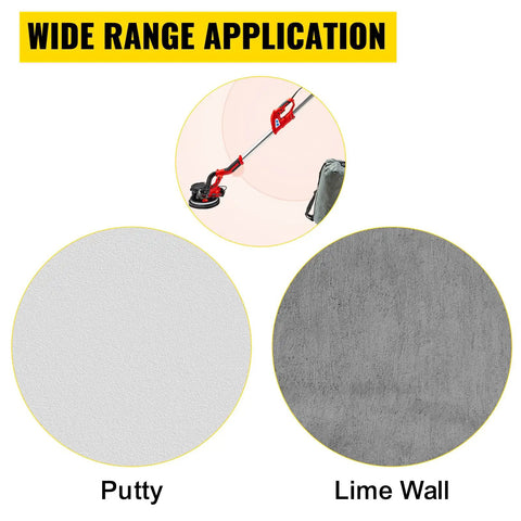 Drywall Sander Workhorse 750W With 800 To 1750 RPM Variable Speed Foldable Sheetrock Design, shown with putty and lime wall