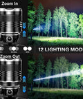 Crazy Bright Rechargeable LED Headlamp 99,000 Lumens With 95 Hour Run Time zooming function and lighting modes shown outdoors