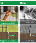 Comparison of durable no dig garden fence with gate and another product, showing 32 inch tall rustproof metal panels with better stability.