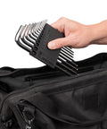 Ball End Hex And Star Key Set With Holders 41-Piece Chrome Finish Tool Kit for Mechanics being placed in a bag