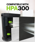 Three Pack HEPA Filter Set for HPA300 Air Purifier by Honeywell showing filter installation with activated carbon pre-filters