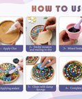 Ultimate Mosaic DIY Kit for Adults, Mixed Color Stained Glass Tiles With Two Wooden Coaster Bases, assembly instructions.