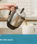 Electric Coffee Percolator 4 Cup With Stainless Steel Basket No Drip Spout And Automatic Keep Warm Black Silver Finish