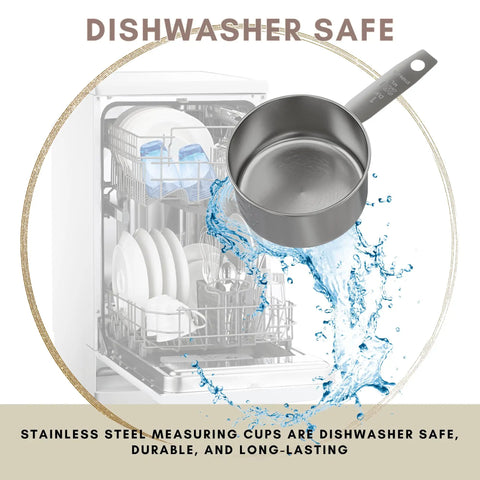 Dishwasher safe Stainless Steel Measuring Cup 1 Cup - Heavy Duty Kitchen Workhorse For Wet And Dry Ingredients, 250 Milliliters, 8 Ounces, Rust Resistant Metal Scoop, Built To Last, Perfect Go-To Mini Dog Food Scoop