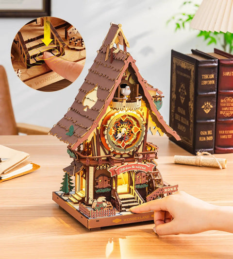 Cuckoo Clock 3D Wooden Puzzle Kit For Adults Mechanical DIY Clock Model Building Set, vintage style wooden craft project