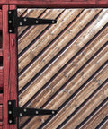 Six Pack T-Hinge 5 Inch Anti Rust Iron Shed Door Hinge Set with Silent Hydraulic Buffer on wooden shed door