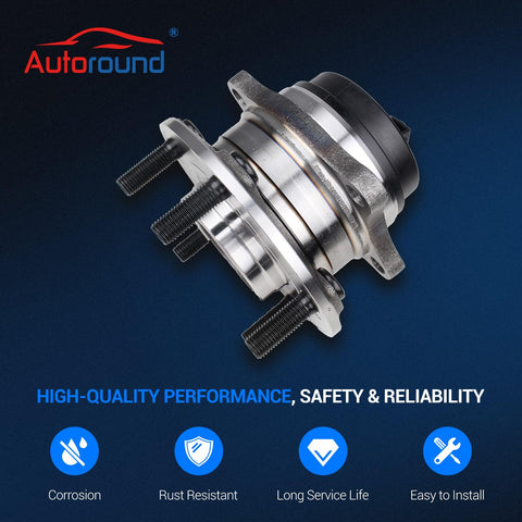 Rear Wheel Bearing And Hub Assembly For Hyundai Santa Fe Veracruz And Kia Sorento 5 Lug With ABS Direct Fit, metallic body, 512326.