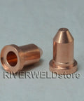 Two copper nozzles from the Extended 40 Amp Plasma Nozzle 192052 And Plasma Electrodes 192048 Kit For Miller ICE Plasma Cutter