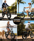 Collage of 1500W Folding Electric Bike For Adults With Removable 52V 20Ah Battery, 70 Mile Max Range used in various settings