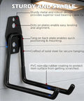 Close-up of solid steel wall mount J hook with anti-slip coating from a twenty pack heavy duty garage storage hooks.