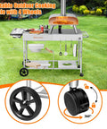 Pizza Oven Table With Topping Station For Outdoor Grills And Griddle Cart Prep Table Fits Ninja Woodfire Blackstone Tabletop Griddles with wheels