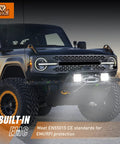Front view of truck with mounted 2 Pack 4 Inch LED Pod Lights 120W Each 13500LM Beast Bright Flood Beam 120 Degree