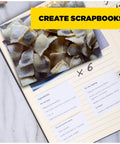Open scrapbook with recipe and Double Sided Craft Tape 1/2 Inch Wide By 300 Inch Long Permanent Adhesive for Scrapbooks.