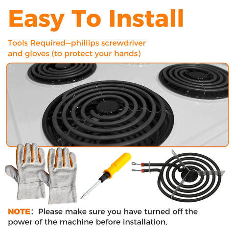 6 Inch MP15YA Electric Range Burner Coil Element 1500W Four Turn Replacement 660532 for Whirlpool Cooktops installation guide