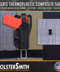12x12 Inch Coyote Brown Thermoplastic Composite Sheet, 12 Layers At.060 Thick, Built Tough For Holsters, DIY Gear, And Hobby Projects, Easy To Cut And Bond, Pro Grade Quality, USA Made shown with holster application.