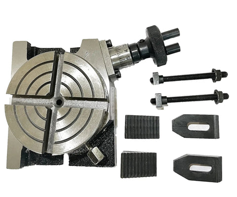 Three Inch Rotary Table With Four Slots Horizontal And Vertical M6 Clamp Kit For Milling And Engineering Tools 80 Mm Diameter
