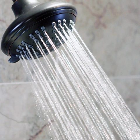 6 Function Luxury Shower Head With High Pressure Boost And Adjustable Wall Mount Anti Clog Nozzles in oil rubbed bronze in use