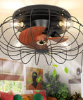 20 Inch Low Profile Ceiling Fan With Lights And Remote Control Enclosed Caged 3 Blade Design Flush Mount for interiors