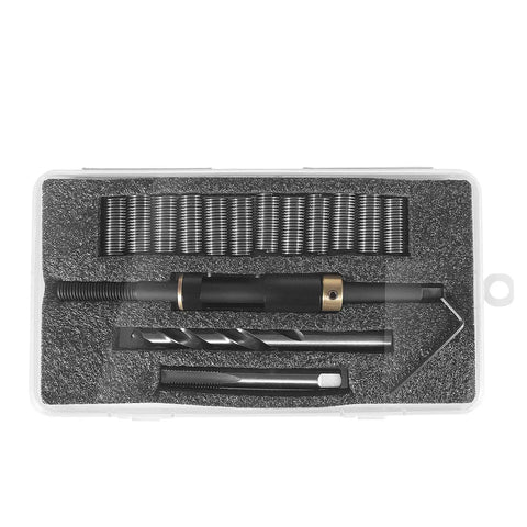 M11 X 1.5 Metric Head Bolt Thread Repair Kit For Stripped Cylinder Head Threads includes drill and tap in molded case.