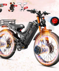 6000W Beast Electric Bike For Adults Cracking 52 Mph With 60V 80Ah Battery Churns 300 Plus Miles side view with vibrant wheels.