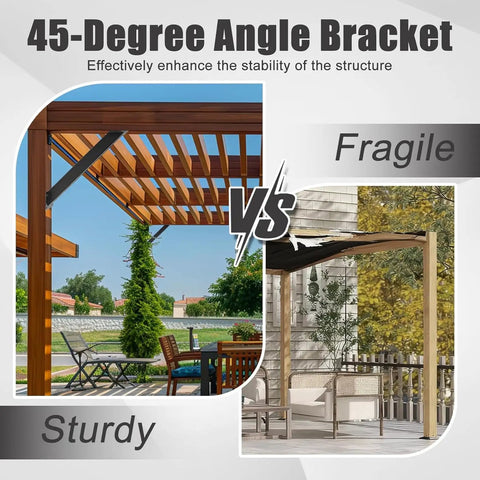 4 Pack 45 Degree Angle Pergola Bracket Kit For Wooden Structures Heavy Duty Connector Braces For Gazebos Tree Houses Cabins And Patios Built To Last DIY Install And Rock Solid Structural Support