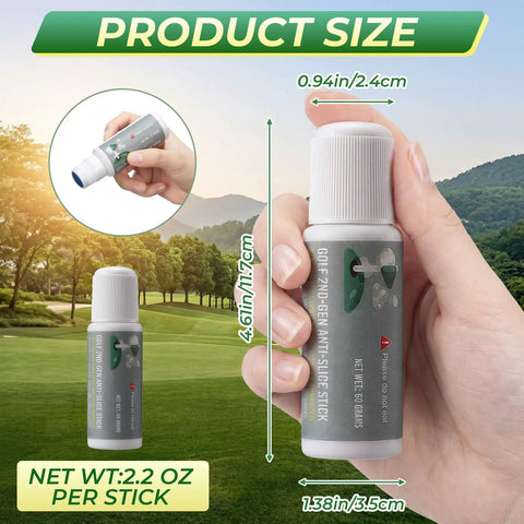 Two Pack Golf Anti Slice Gel Sticks 2.2 Oz Real Time Swing Feedback showing product size on golf course background