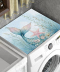 Starfish Coral Mermaid Theme Washing Machine Top Cover And Dryer Pad, Anti Slip Absorbent Protector Mat on a washer