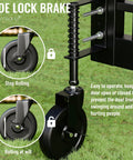 Heavy Duty 5 Inch Spring Loaded Gate Wheel Caster With Side Brake And Automatic Height Adjustment showing side lock brake feature.