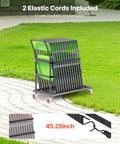 Beast Of A Folding Chair Dolly That Hauls 25 Chairs, 300 Lbs Capacity, L Shape Vertical Rack with rubber wheels outdoors