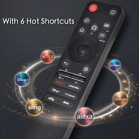 Smart TV Remote Replacement With Voice And Pointer For LG WebOS 2019 Through 2025 with highlighted hotkeys and apps