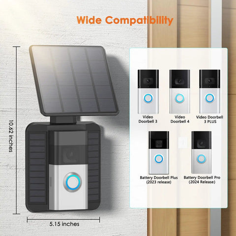 Dimensions of Solar Doorbell Charger For Video Doorbell 3 3 Plus 4 Battery Doorbell Plus And Battery Doorbell Pro With 2 Prong Port.