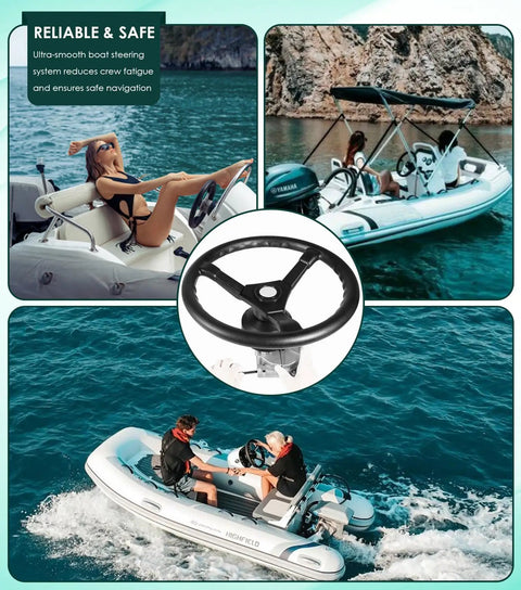 Outboard Steering Kit With Fifteen Foot Cable Three Quarter Inch Standard Tapered Shaft And Thirteen Point Five Inch Wheel, marine use