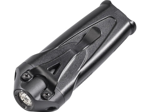 Angle view of compact Black pocket light, durable aluminum body, built for go-to everyday carry; ultra bright pocket sized flashlight.