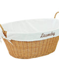 Rattan Laundry Basket With Easy Carry Handles And Removable White Cotton Liner, Natural Wicker Hamper for Laundry Room or Bedroom