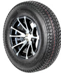2-Pack Aluminum Trailer Tire And Wheel Assembly For 13 Inch ST175/80D13 175/80D13, Avalanche Black Rim, side view