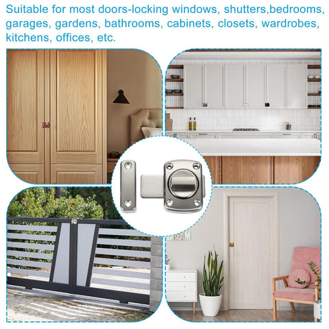 Premium White Rotate Bolt Latch Set Heavy Duty Zinc Alloy Cabinet Locks With Slick Swivel Mechanism And No Sweat Install for various doors.