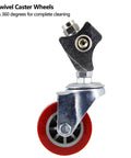 Close-up of swivel caster wheel part of Grime Busting 16 Inch Pressure Washer Undercarriage Cleaner With Extension Wand Bundle