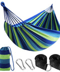 Ultra Comfy Cotton Hammock Portable Camping Hammock For Hanging With Tree Straps Sturdy Garden Fabric Hammock Up To 660 Lbs Includes Travel Bag