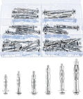 Heavy Duty Hollow Wall Anchor Set With Zinc Plated Steel Bolts For Drywall Hollow Drive Anchors 5 Size 52 Piece Assortment Kit Corrosion Resistant Galvanized Hardware For Secure Installations